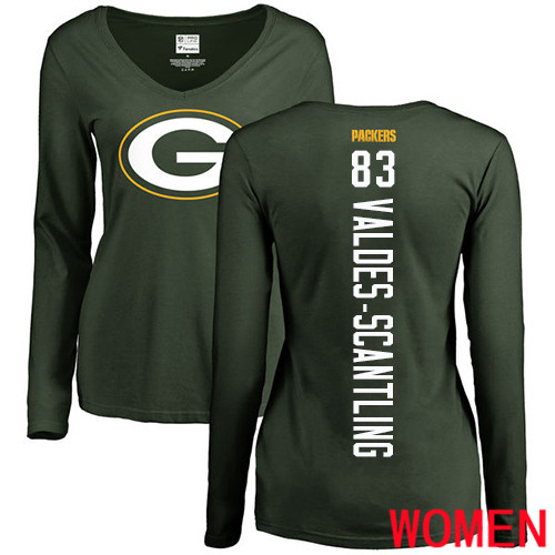 Green Bay Packers Green Women #83 Valdes-Scantling Marquez Backer Nike NFL Long Sleeve T Shirt